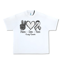 White Peace Love Cure Lung Cancer Urban Heavy Tee - Jasminsmagicworld