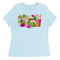 Baby Blue Stuck On You Cup Ladies Tee - CowhideDigitalArt