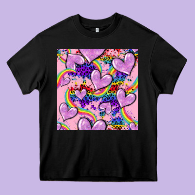 Pride Heart Seamless Pattern Heavy Core Tee Designed By Fadigitalartstudio