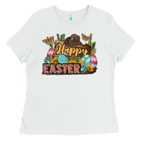 White Happy Easter Ladies Tee - LillyAllenDesigns