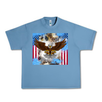 Pebble Blue America Eagle Urban Heavy Tee - CowhideDigitalArt