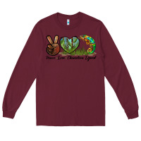 Burgundy Peace Love Chameleon Lizard Long Sleeve Tee - LillyAllenDesigns