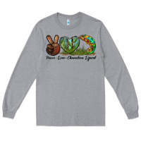 Heather Grey Peace Love Chameleon Lizard Long Sleeve Tee - LillyAllenDesigns