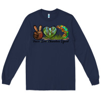 Navy Peace Love Chameleon Lizard Long Sleeve Tee - LillyAllenDesigns