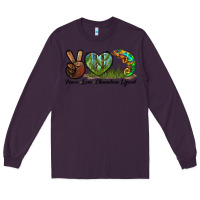 Plum Peace Love Chameleon Lizard Long Sleeve Tee - LillyAllenDesigns