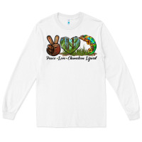 White Peace Love Chameleon Lizard Long Sleeve Tee - LillyAllenDesigns