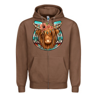 Chestnut highland cow serape floral headband horseshoe Zipper Hoodie - Jasminsmagicworld