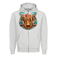 Dove Grey highland cow serape floral headband horseshoe Zipper Hoodie - Jasminsmagicworld
