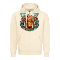 Sandshell highland cow serape floral headband horseshoe Zipper Hoodie - Jasminsmagicworld
