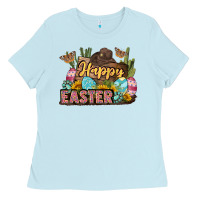 Baby Blue Happy Easter Ladies Tee - LillyAllenDesigns
