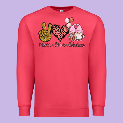 Peace Love Valentines Gnomes Premium Sweatshirt Designed By Jasminsmagicworld