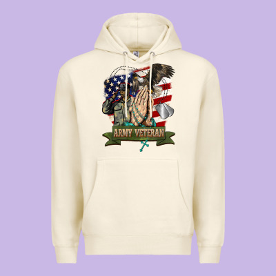 Army Veteran  Pray Premium Hoodie Designed By Barkaloodesign