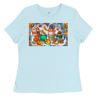 Baby Blue Thanksgiving Coffee Drink Kids Cup Ladies Tee - CowhideDigitalArt