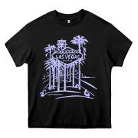 Black las vegas strip retro famous sign nevada traveler souvenir t shirt Heavy Core Tee - baoMotion