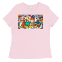 Bubblegum Pink Thanksgiving Coffee Drink Kids Cup Ladies Tee - CowhideDigitalArt