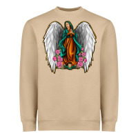 Mushroom Angel Wing Lady of Guadalupe Heavyweight Sweatshirt - Jasminsmagicworld