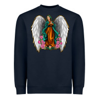 Navy Angel Wing Lady of Guadalupe Heavyweight Sweatshirt - Jasminsmagicworld