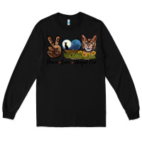 Black Peace Love Bengal Cat Head Long Sleeve Tee - LillyAllenDesigns