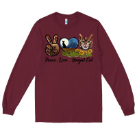 Burgundy Peace Love Bengal Cat Head Long Sleeve Tee - LillyAllenDesigns