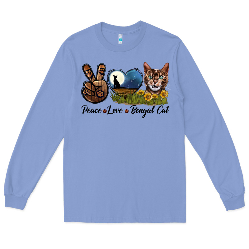 Peace Love Bengal Cat Head Long Sleeve Tee by LillyAllenDesigns | Teevron