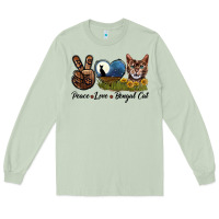 Matcha Peace Love Bengal Cat Head Long Sleeve Tee - LillyAllenDesigns