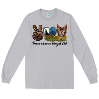 Moon Dust Peace Love Bengal Cat Head Long Sleeve Tee - LillyAllenDesigns