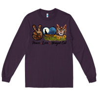 Plum Peace Love Bengal Cat Head Long Sleeve Tee - LillyAllenDesigns