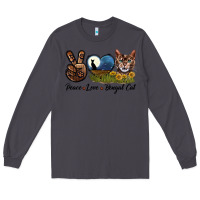 Smoke Peace Love Bengal Cat Head Long Sleeve Tee - LillyAllenDesigns