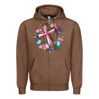 Chestnut Cross With Floral Wreath And Easter Eggs Zipper Hoodie - RanaPortraitStore
