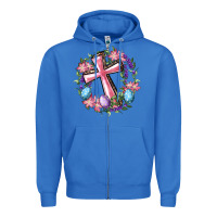 True Royal Cross With Floral Wreath And Easter Eggs Zipper Hoodie - RanaPortraitStore