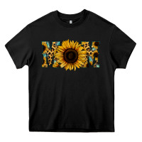 Black Sunflower Leopard Mom Heavy Core Tee - Jasminsmagicworld