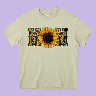 Sunflower Leopard Mom Heavy Core Tee Designed By Jasminsmagicworld