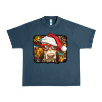 Midnight Navy Christmas Cow Urban Heavy Tee - LillyAllenDesigns