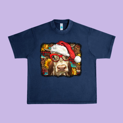 Christmas Cow Urban Heavy Tee Designed By Lillyallendesigns
