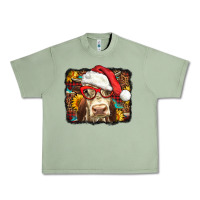 Oil Green Christmas Cow Urban Heavy Tee - LillyAllenDesigns