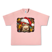 Salmon Christmas Cow Urban Heavy Tee - LillyAllenDesigns