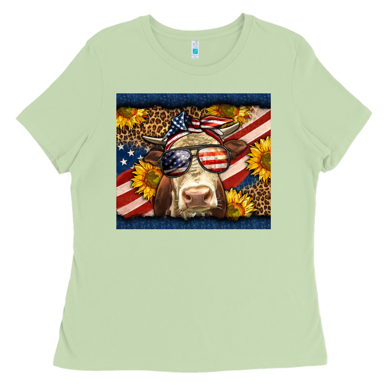 Western 4th Of July Cow Ladies Tee by LillyAllenDesigns | Teevron