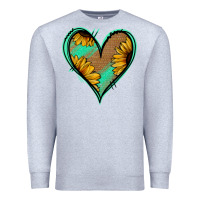 Heather Grey Sunflower Heart Premium Sweatshirt - Jasminsmagicworld
