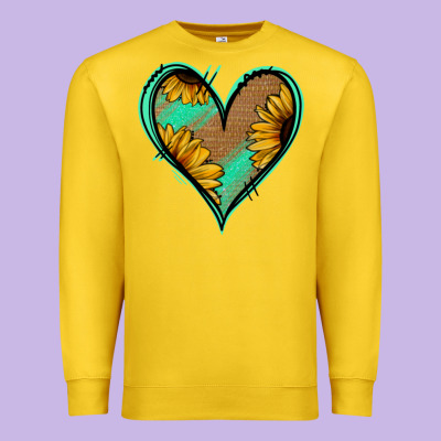 Sunflower Heart Premium Sweatshirt Designed By Jasminsmagicworld