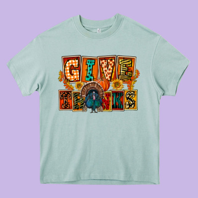 Give Thanks Thanksgiving Heavy Core Tee Designed By Fadigitalartstudio