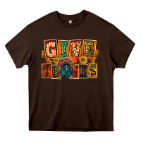 Chocolate Brown Give Thanks Thanksgiving Heavy Core Tee - FaDigitalArtStudio