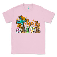 Bubblegum Pink Easter Day He is alive with cross Classic Tee - OliviaCreatesArt