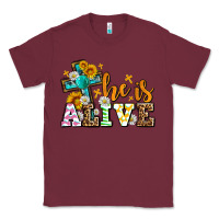 Burgundy Easter Day He is alive with cross Classic Tee - OliviaCreatesArt