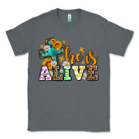 Charcoal Heather Easter Day He is alive with cross Classic Tee - OliviaCreatesArt
