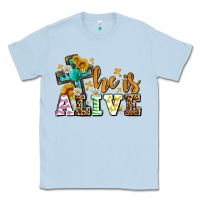 Dusty Blue Easter Day He is alive with cross Classic Tee - OliviaCreatesArt