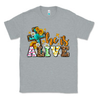 Heather Grey Easter Day He is alive with cross Classic Tee - OliviaCreatesArt