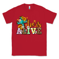 Red Easter Day He is alive with cross Classic Tee - OliviaCreatesArt