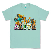 Seafoam Easter Day He is alive with cross Classic Tee - OliviaCreatesArt