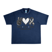 Navy Peace Love Cure Carcinoid Cancer Urban Heavy Tee - Jasminsmagicworld