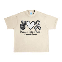 Sandshell Peace Love Cure Carcinoid Cancer Urban Heavy Tee - Jasminsmagicworld